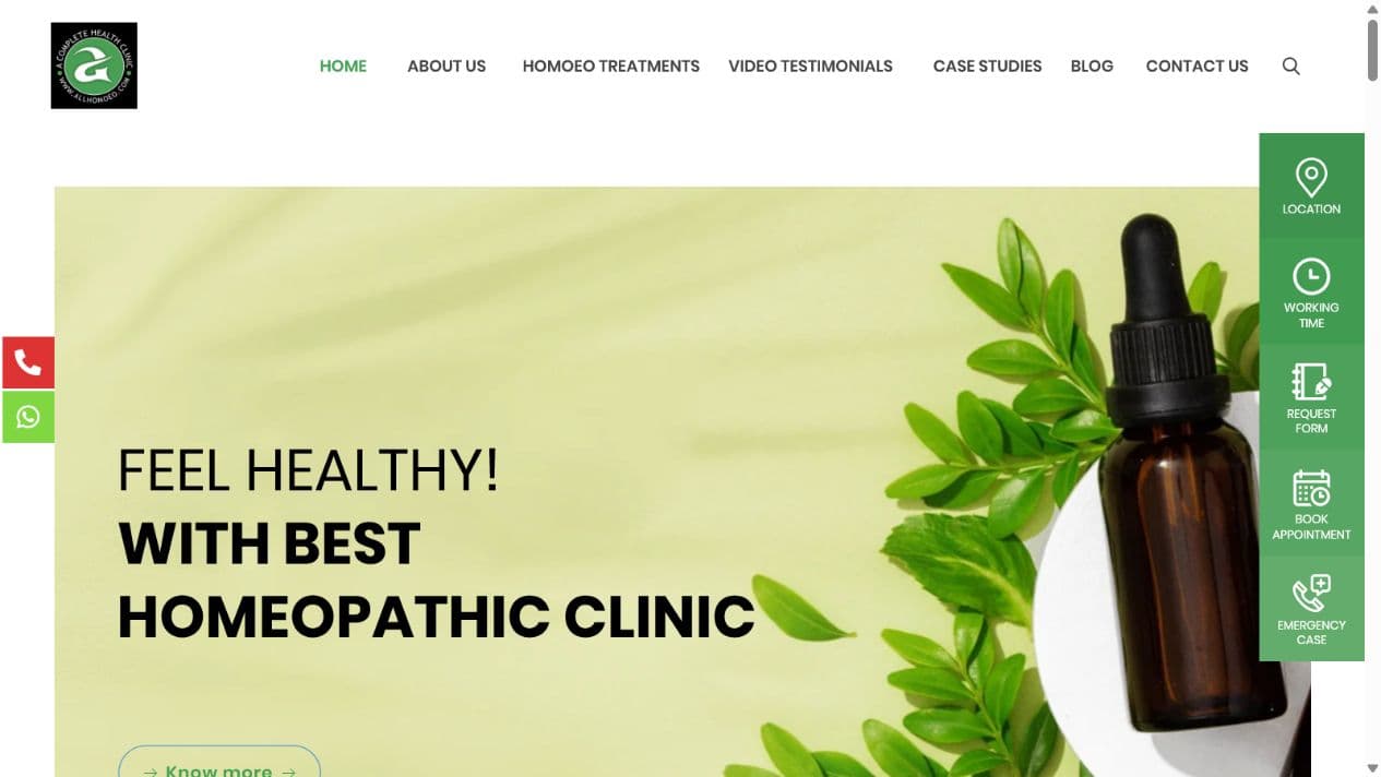 Dr. Aditi's Homoeo Health website introducing homeopathic care and appointment options in Chandigarh
